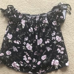 American Eagle floral off the shoulder tee